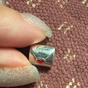 Silver Envelope Charm with Red Heart